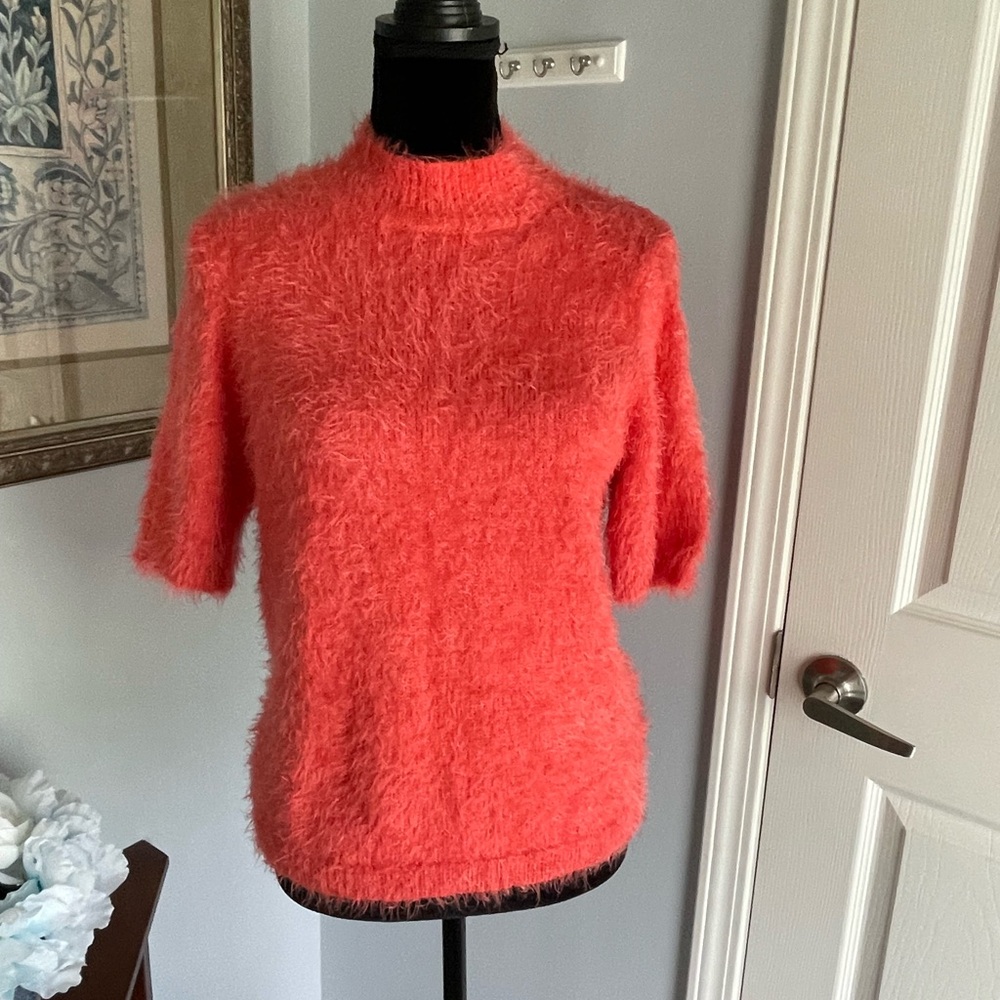 The Limited Sweater. Short sleeves. Super fuzzy. Crew Neck. Orange. Size M.